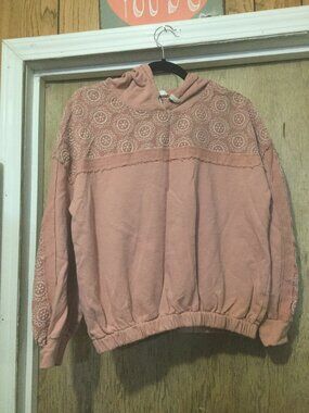 In Loom size medium hoodie pink color embroidered on top and sleeves 23 p-2-p